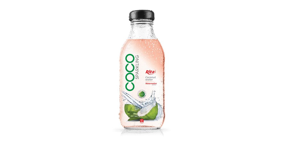 Supplier Sparkling Coconut Water With Watermelon Flavor 350ml Glass Bottle